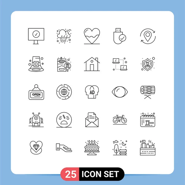 Mobile Interface Line Set Pictograms Location Stick Cardiogram Hardware Connected — Stock Vector