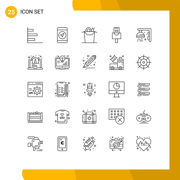 2014 Mobile Interface Line Set Pictograms House Sport Food Shower — 스톡 벡터