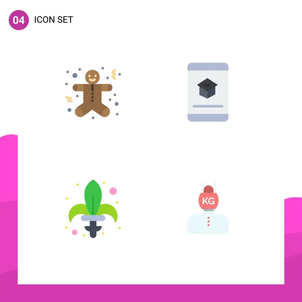 Modern Set Flat Icons Pictograph Christmas Game Holidays Education Mardi — Vector de stock