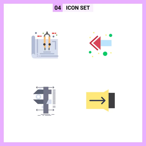 Thematic Vector Flat Icons Editable Symbols Tools Caliper Home Back — Stock Vector