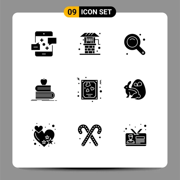 Set Modern Icons Symbols Signs Apple Student Well School Zoom — Stock Vector