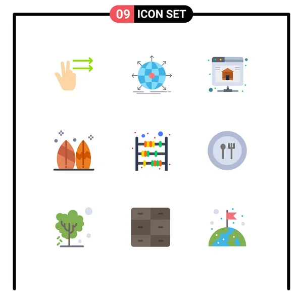 現代的な9つのフラットカラーのセットカウンター サーフ バックアップ ボード編集可能なベクトルデザイン要素の写真 — ストックベクタ