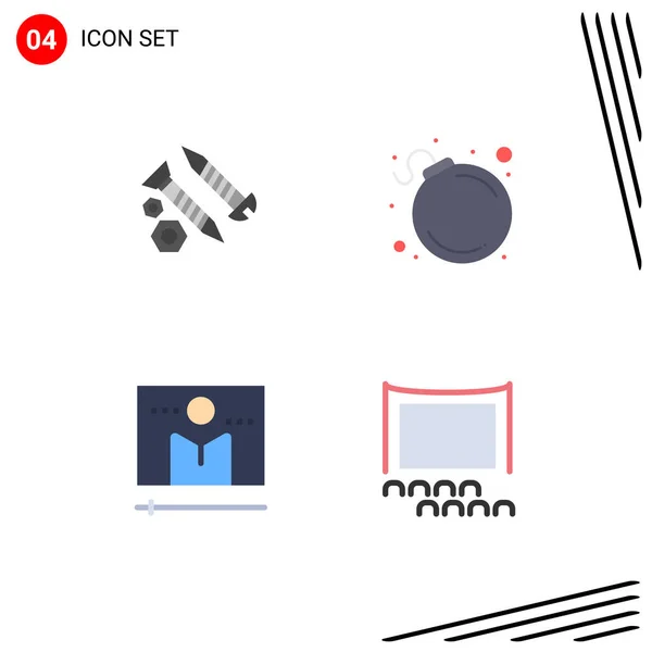 Ensemble Icônes Plates Modernes Pour Vis Affichage Outil Bombe Lecteur — Image vectorielle