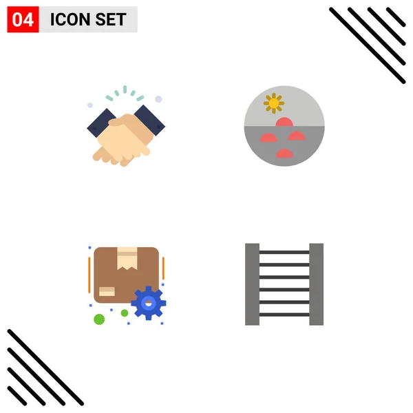 Set Von Vector Flat Icons Grid Für Händedruck Haut Muslimische — Stockvektor