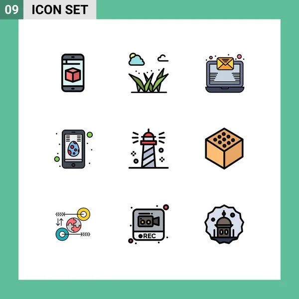 Stock Vector Icon Pack Van Line Signs Symbolen Voor Oceaan — Stockvector