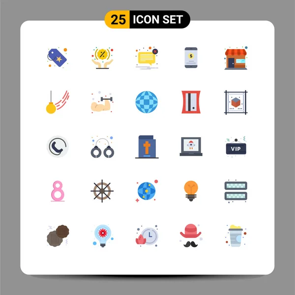 Mobile Interface Flat Color Set Pictograms Market Mobile Payment Alert — Stockový vektor