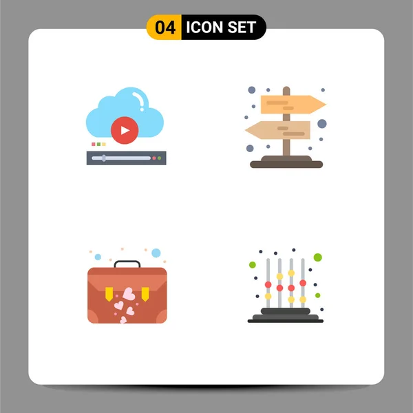 Modern Set Flat Icons Symbols Video Brief Cloud Rural Suit — Stock Vector