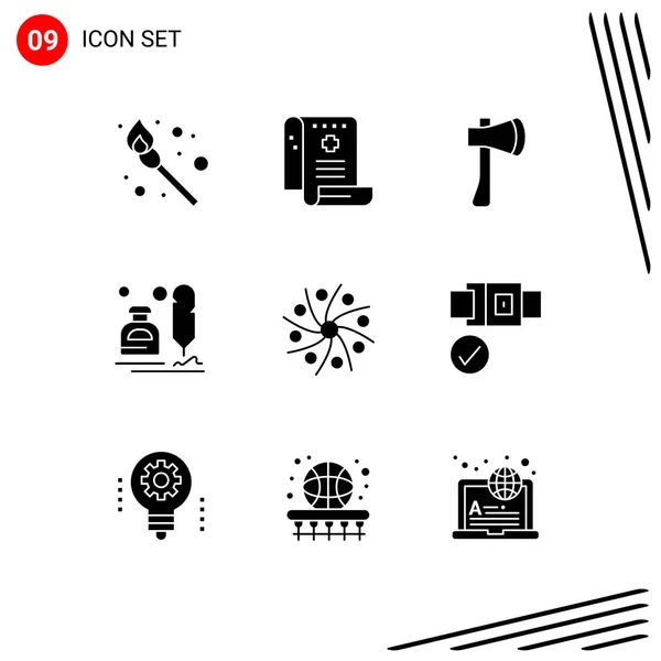 Stock Vector Icon Pack Line Signs Symbols Letter Erite Ink — 스톡 벡터