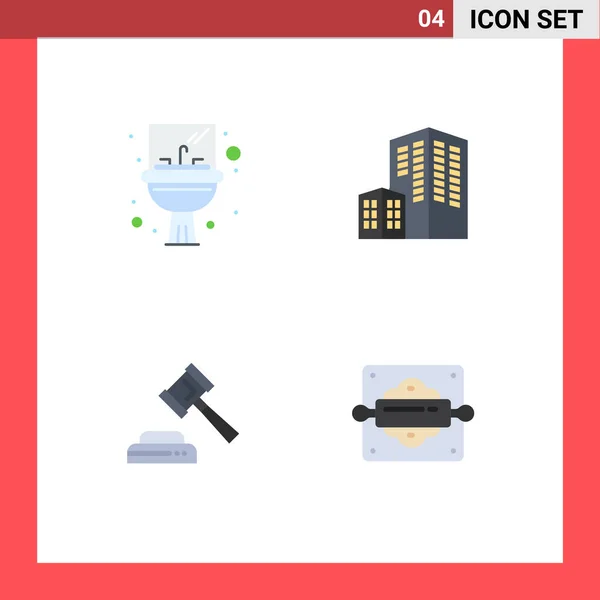 Colocación Imágenes Iconos Piso Simple Baño Ley Espejo Construcción Horneado — Vector de stock