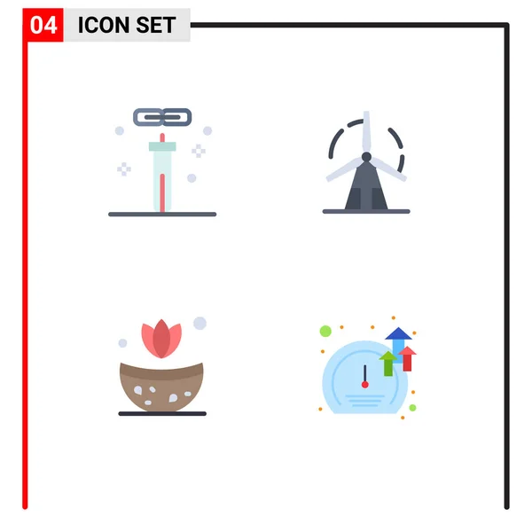 Flat Icon Pack Símbolos Universais Biologia Moinho Vento Laboratório Energia — Vetor de Stock