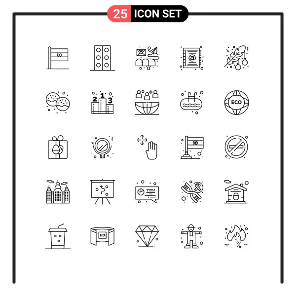 Set Modern Icons Symbols Signs Decoration Ball Box Contact Address — Stock Vector