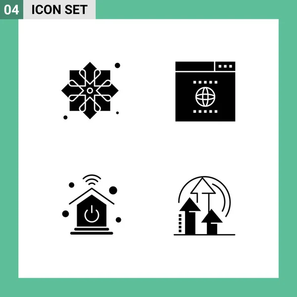 Set Vector Solid Glyphs Grid Ribbon Intelligent Home Fabric Seo — Vector de stock