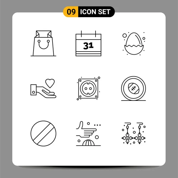 Mobile Interface Outline Set Pictograms Football Hardware Egg Computer Love — Stockový vektor