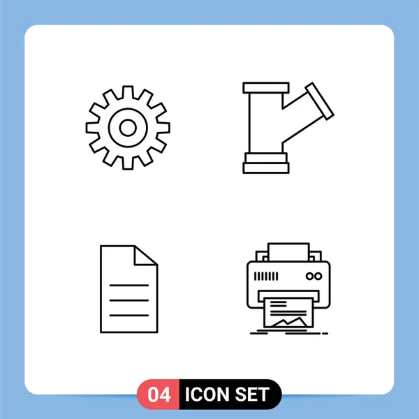 接口可编辑矢量设计元素的4组平面彩色标志和符号 — 图库矢量图片