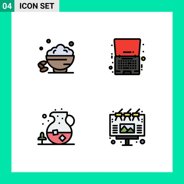 Universal Icon Symbols Group Modern Filledline Flat Colors Dish Offer - Stok Vektor