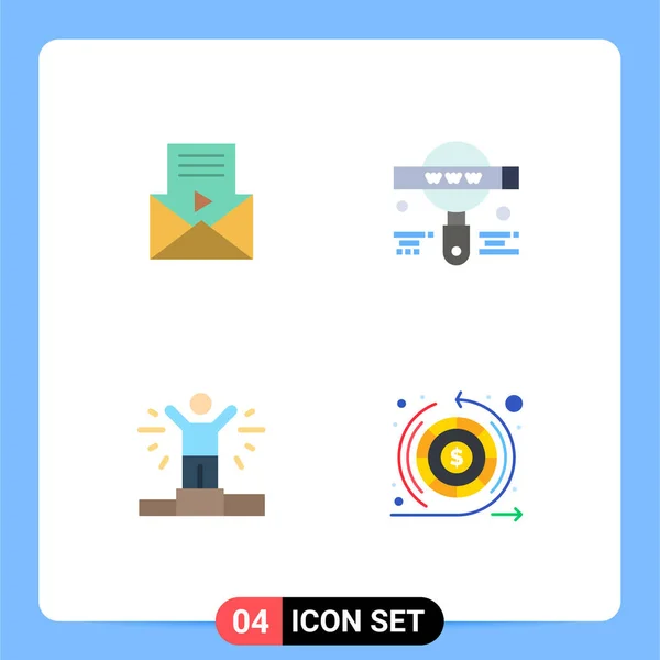 四套现代平面图标标志及符号 适用于邮件 录象机 可编辑向量设计元素等网页印刷媒体 — 图库矢量图片