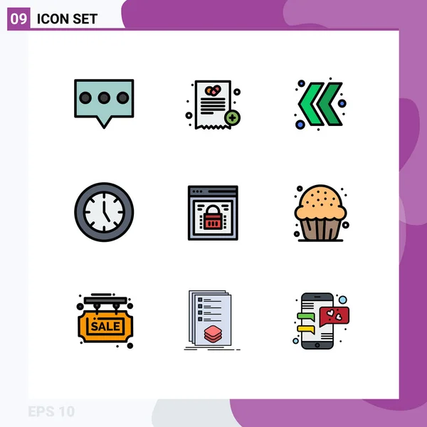 Universal Icon Symbols Group Modern Filledline Flat Colors Protected Browser — Stockový vektor