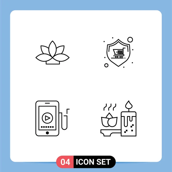 Creative Icons Modern Signs Symbols Flower Music Plant Shopping Cell — Stock Vector