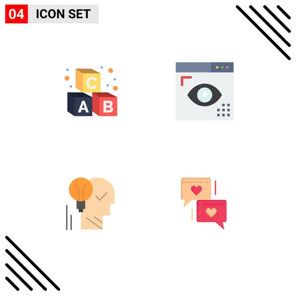 Editable Vector Line Pack Simple Flat Icons Alphabet Creative School — Vector de stock