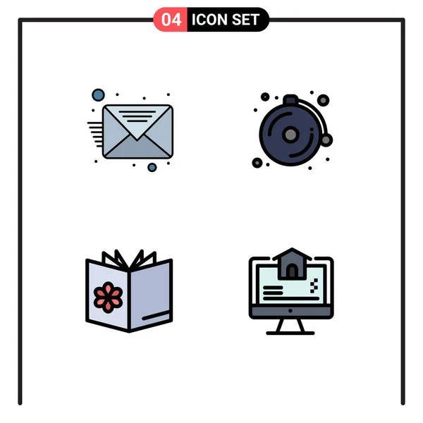 2014 Mobile Interface Filledline Flat Color Set Pictogram Mail Combits — 스톡 벡터