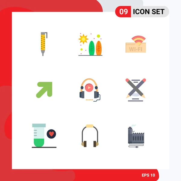 Flat Colors Set Education Wifi Language Editable Vector Design Elements — 스톡 벡터