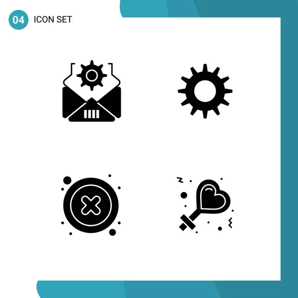 Thematic Vector Solid Glyphs Editable Symbols Mail User Cog Cancel — Stock Vector