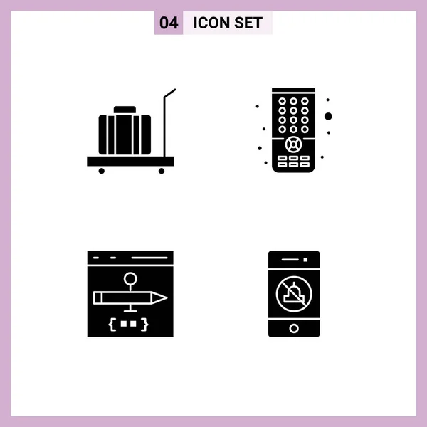 Universal Solid Glyph Signs Symbols Baggage Coding Weight Development Editable — Stock Vector