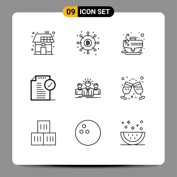 Set Modern Icons Symbols Signs Notice Approved Money Approve Tactics — Stock Vector