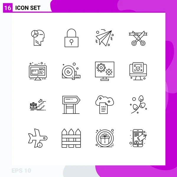 Mobile Interface Outline Set Pictograms Friday Discount Business Opening Ceremony — Vector de stock