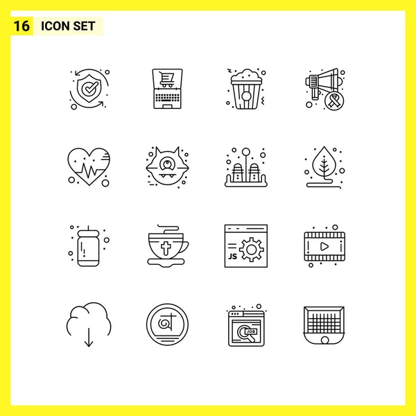 User Interface Pack Basic Outlines Love Cancer Day Shopping Awareness — Stock Vector