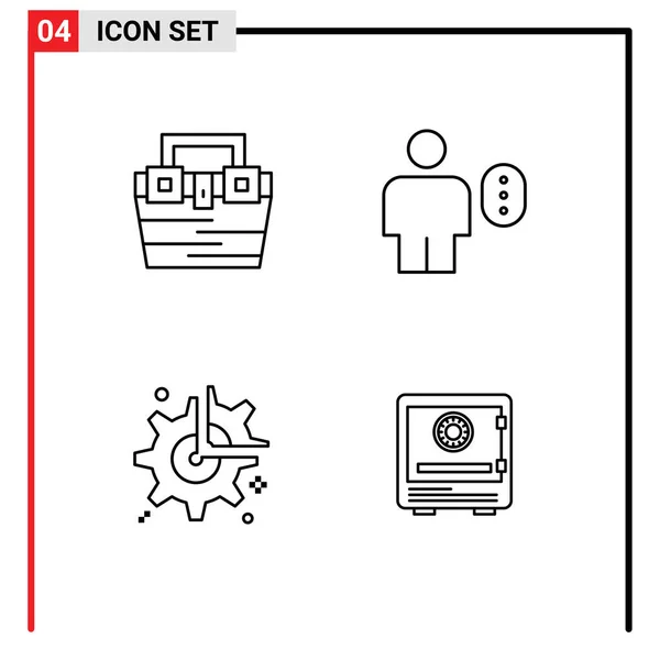 Set Modern Icons Symbols Signs Bag Password Material Avatar Cog — Stock Vector