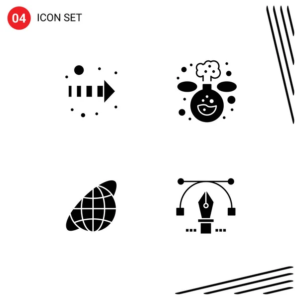 Pictogram Set Simple Solid Glyphs Arrow Univerzum Kémia Gömb Ceruza — Stock Vector