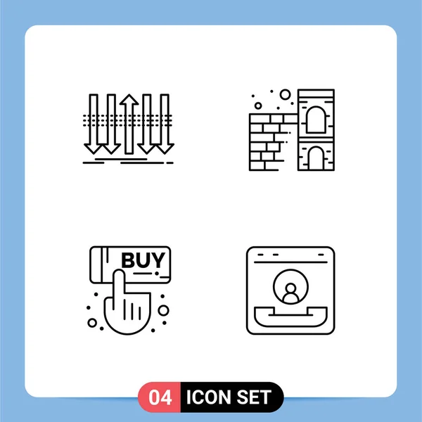 Pictogram Set Van Eenvoudige Filledline Platte Kleuren Van Pijl Verkoop — Stockvector