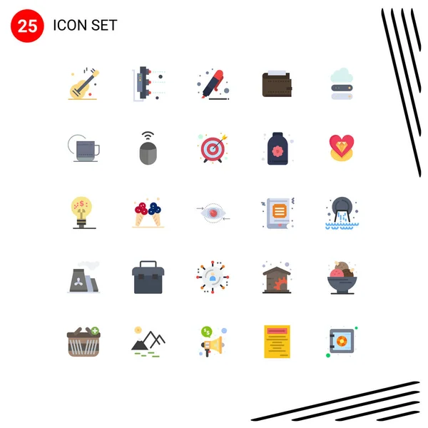 25现代标志和个人 返回学校 标识可编辑向量设计元素的用户界面平面彩色套件 — 图库矢量图片