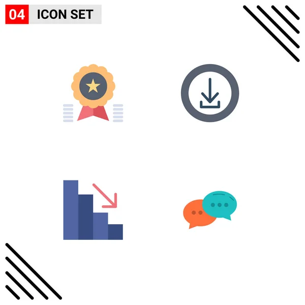 Modern Set Flat Icons Pictograph Achievement Medal Business Descending Editable — Vector de stock