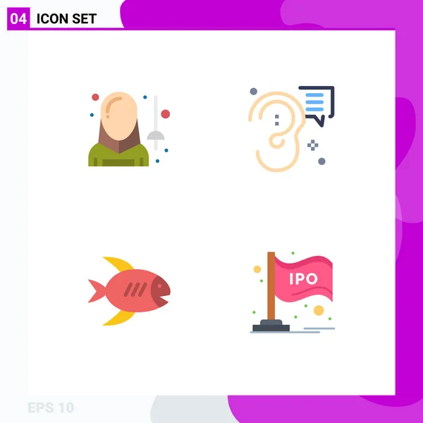 Modern Set Flat Icons Pictograph Fencing Message Man Communication Coast — Vector de stock