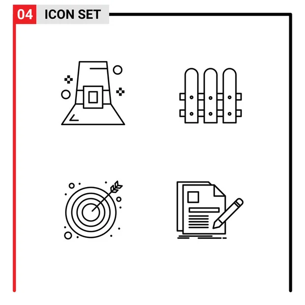Set Modern Icons Sysymbols Signs Fashion Target Thanksgiving House Document — Vector de stock