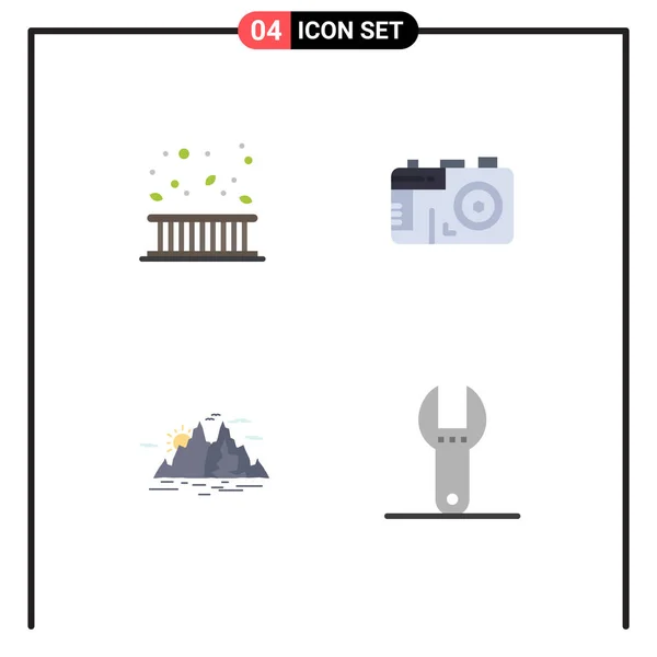 Flat Icon Pack Mit Universellen Symbolen Für Fläche Hügel Fall — Stockvektor