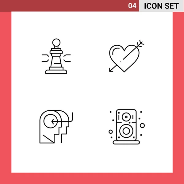 User Interface Line Pack Modern Signs Symbols Chess Valentine King —  Vetores de Stock