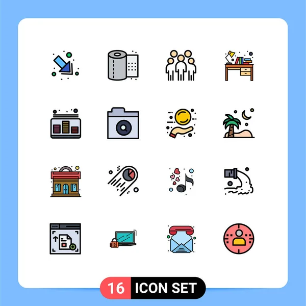 Universal Icon Symbols Group Modern Flat Color Filled Lines Audio — 스톡 벡터