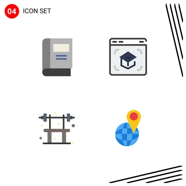 Universal Flat Icons Set Web Mobile Applications Book Bench Read — Stock Vector