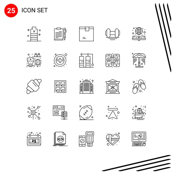Creative Icons Modern Signs Symbols Dumbbell Product File Goods Box — Stock Vector