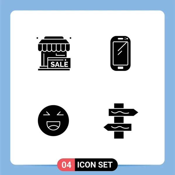 Modern Set Solid Glyphs Pictograph Purchase Samsung Store Smart Phone — 스톡 벡터
