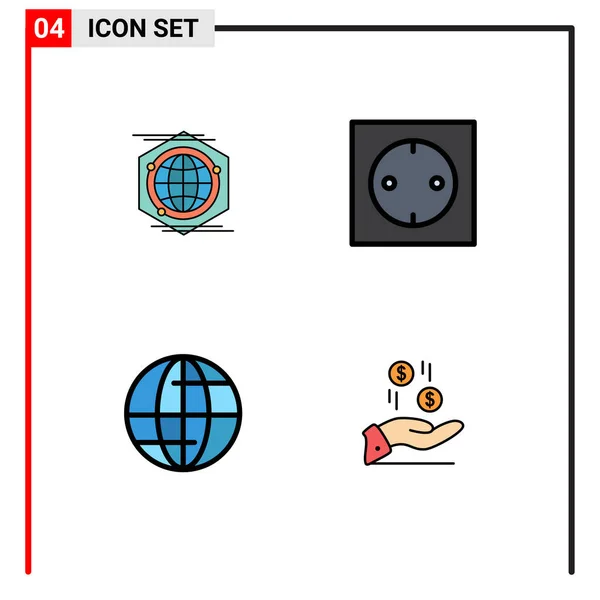 Universal Icon Symbols Group Modern Filledline Flat Colors Globe Globe —  Vetores de Stock