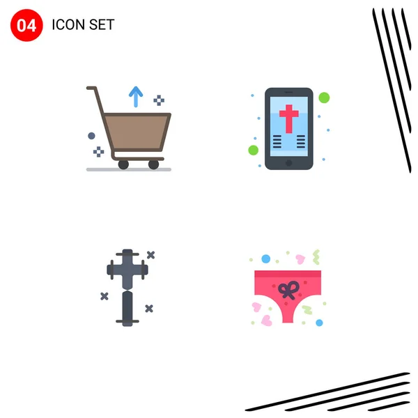 Mobile Interface Flat Icon Set Pictograms Cart Christian Christian Easter — Stock Vector