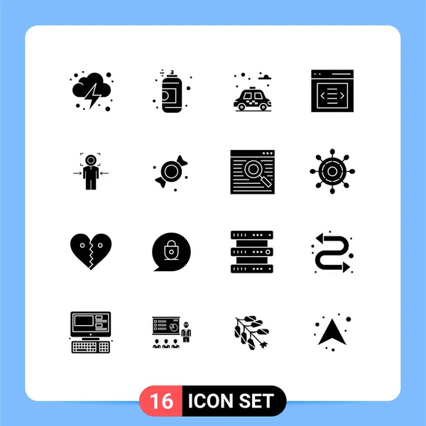 Moderno Conjunto Solid Glyphs Pictograph Alvo Homem Cidade Usuário Interface — Vetor de Stock