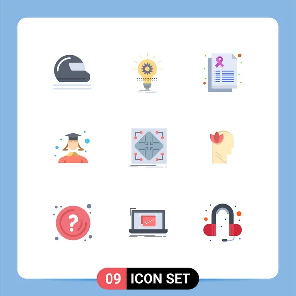 Set Med Vector Flat Färger Grid För Kvinna Examen Innovation — Stock vektor