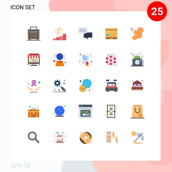 Pictogram Set Simple Flat Colors Map Phone Message People Contacts — Stockový vektor