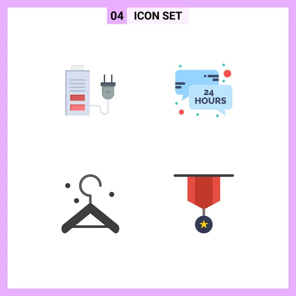 Editable Vector Line Pack Simple Flat Icons Acumulator Hanger Plug — Archivo Imágenes Vectoriales