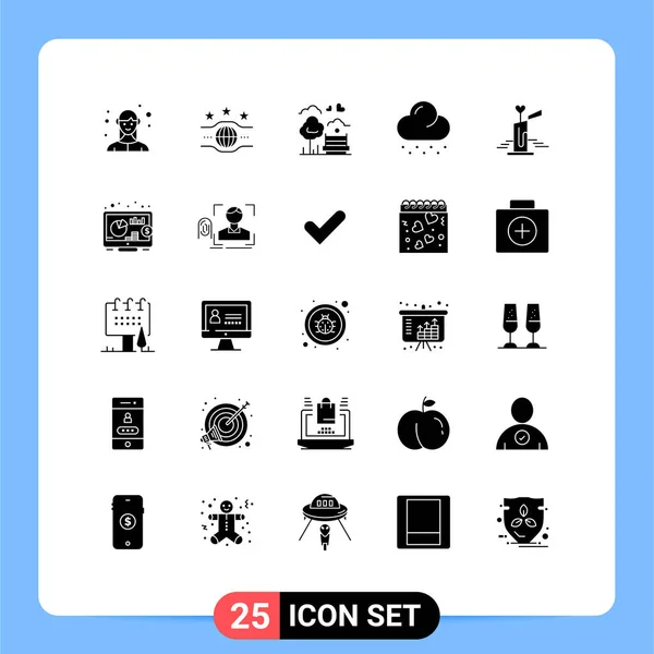 2014 Mobile Interface Solid Glyph Set Pictograms Love Weather Park — 스톡 벡터